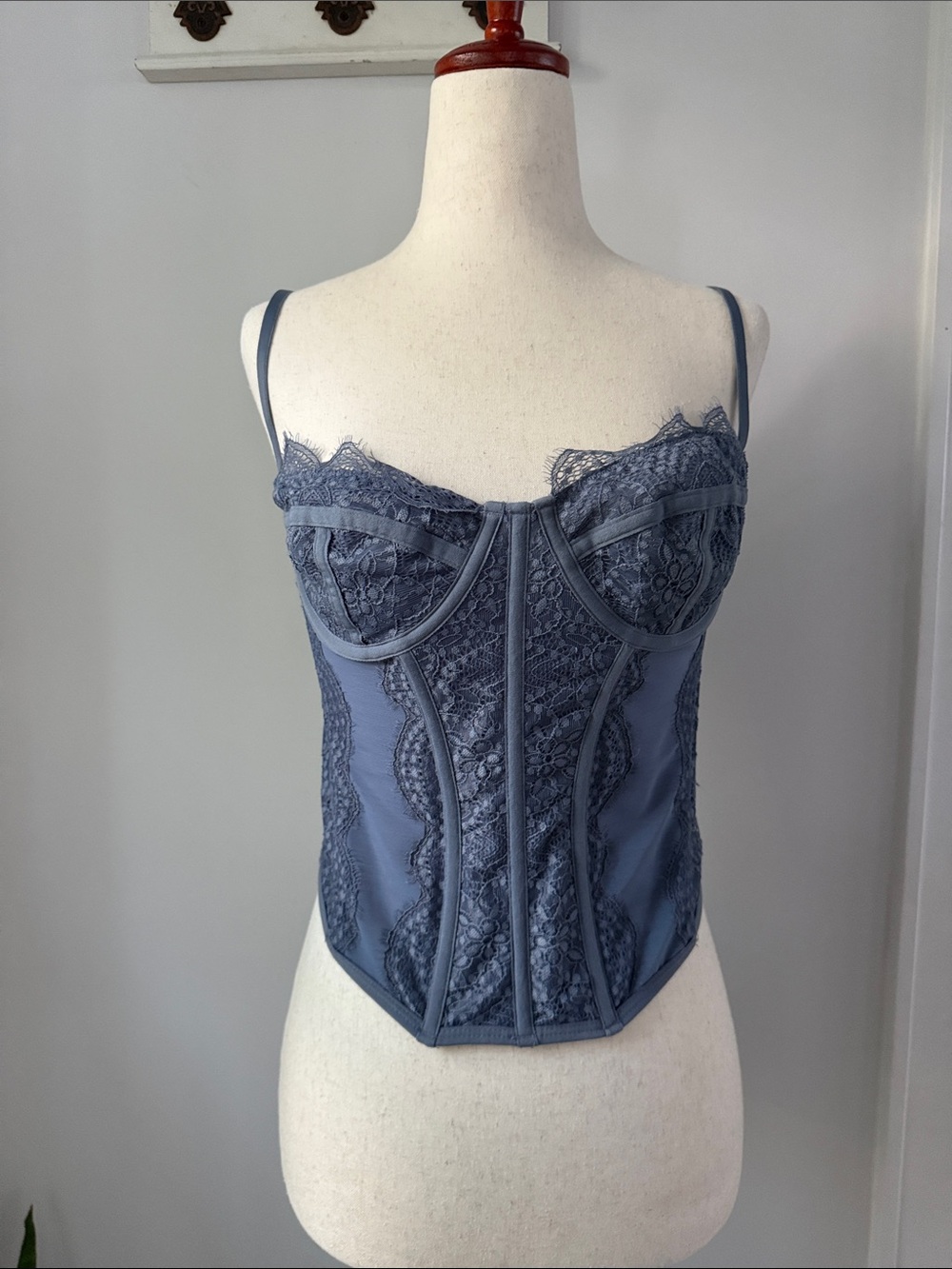 Urban Outfitters Slate Blue Lace BustierModern Love Corset Large